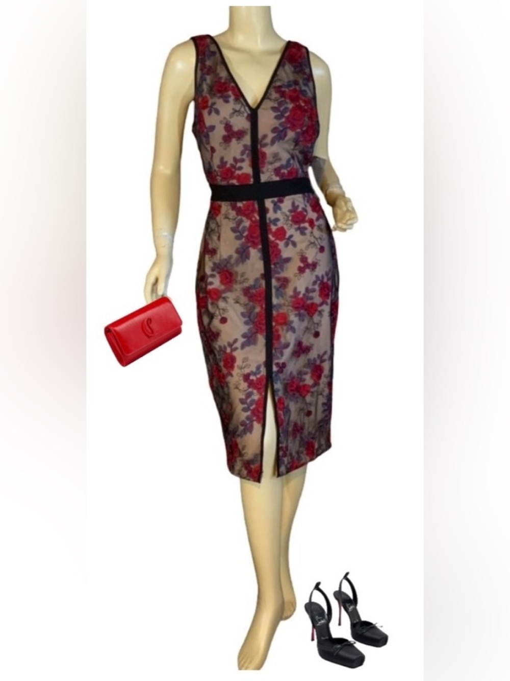 HARLYN FLORAL EMBROIDERED SHEATH DRESS NWT (L)